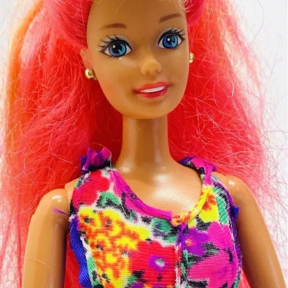 MATTEL BARBIE Doll Pink Orange Articulated Elbows Knees Bodysuit Outfit 12"Tall - Picture 6 of 11